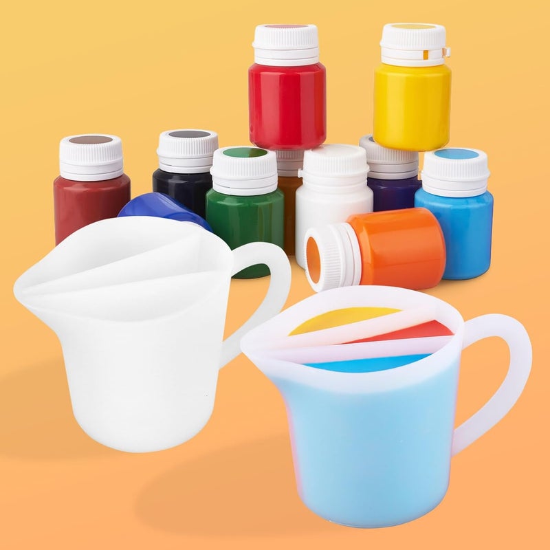 Kunyeah Split Cup with Handle 17OZ/500ML Silicone Cup for Paint Pouring Fluid Art Split Cup Acrylic Paint Pour Cup DIY Making Crafts Supplies Epoxy Resin Art Drawing Accessories (3 Chambers) - Image 5